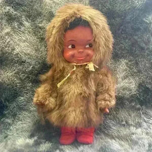 VTG INDIGENOUS DOLL WITH REAL  FUR